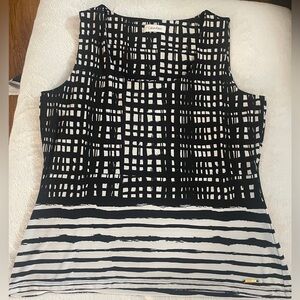 Calvin Klein Black and White Grid Pattern Tank Top